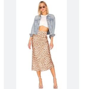 FREE PEOPLE NORMANI BIAS MIDI SKIRT size 0 LEOPARD PRINT